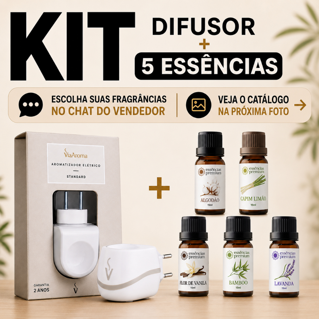 Imagem Difusor Aromatizador Elétrico Standard Bivolt Via Aroma + 5 Essência 15 ml