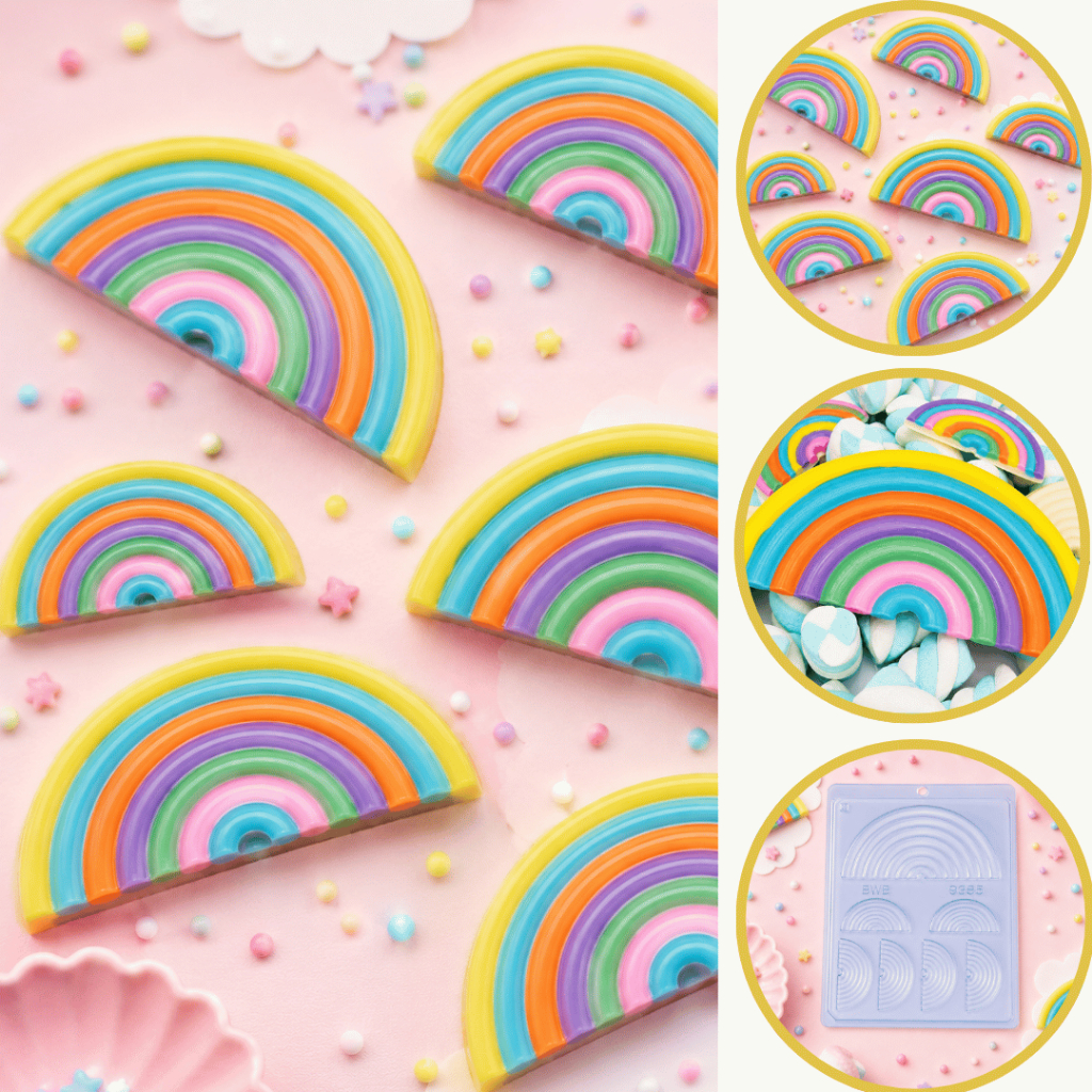 1~10 Forma Simples Acetato BWB para Doces, Dia Das Crianças... 9385 Arco Íris chuva de amor (CHOCO)