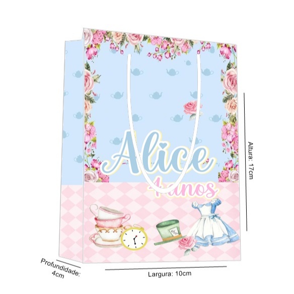 Sacolinha Alice no País das Maravilhas Personalizada /Lembrancinha de Festa /Aniversário