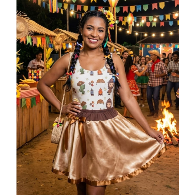 Fantasia Maria Bonita para São João Folclore Escolas e festas juninas Adulto e Infantil