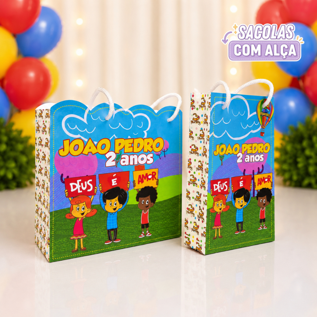 Sacolinha Surpresa 3 Palavrinhas Personalizada | Pegue e Monte | Lembrancinhas Festa Infantil 💜