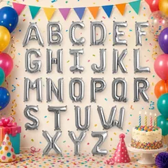 Balão Letras 80cm Metalizado Festas Aniversários Decoração Eventos Balões Prata