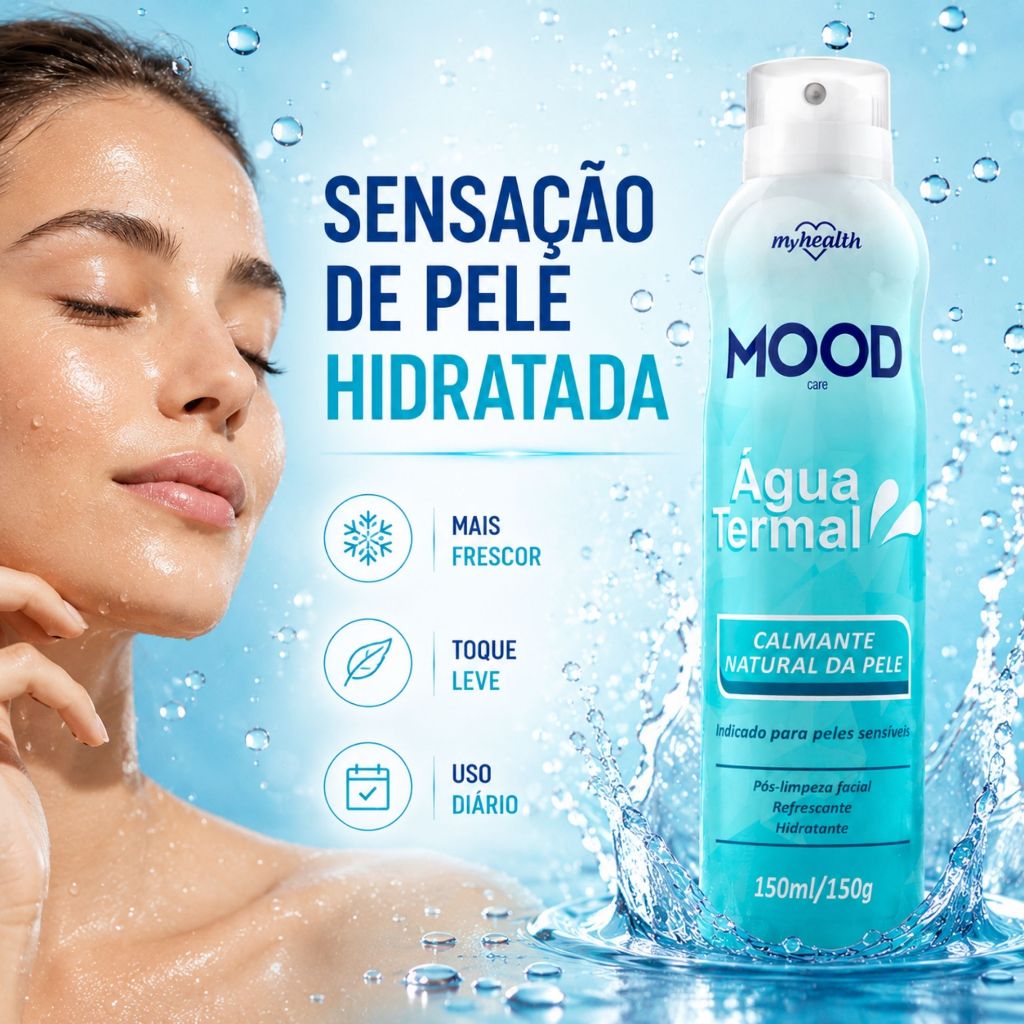 Água Termal Spray Mood My Health Calmante Revitalizante  Pele Sensíveis Pós-limpeza Bruma Facial