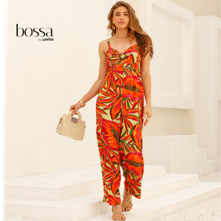 Lovito Bossa Macacão Feminino Sem Mangas Estampado Em Viscose JRB15501580