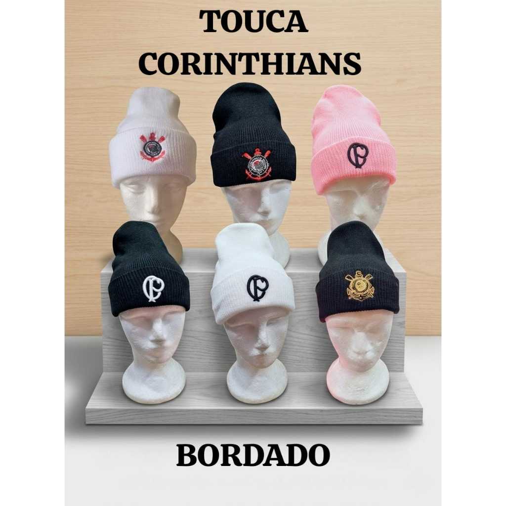 Touca de Time Corinthians de Lã Bordado Cores Variados Gorro