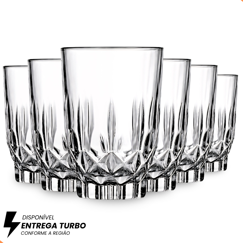 Jogo De Copos Em Vidro Kit 6 ou 12 Peças Cozinha Para Água Suco Drink refrigerante Mesa Po...