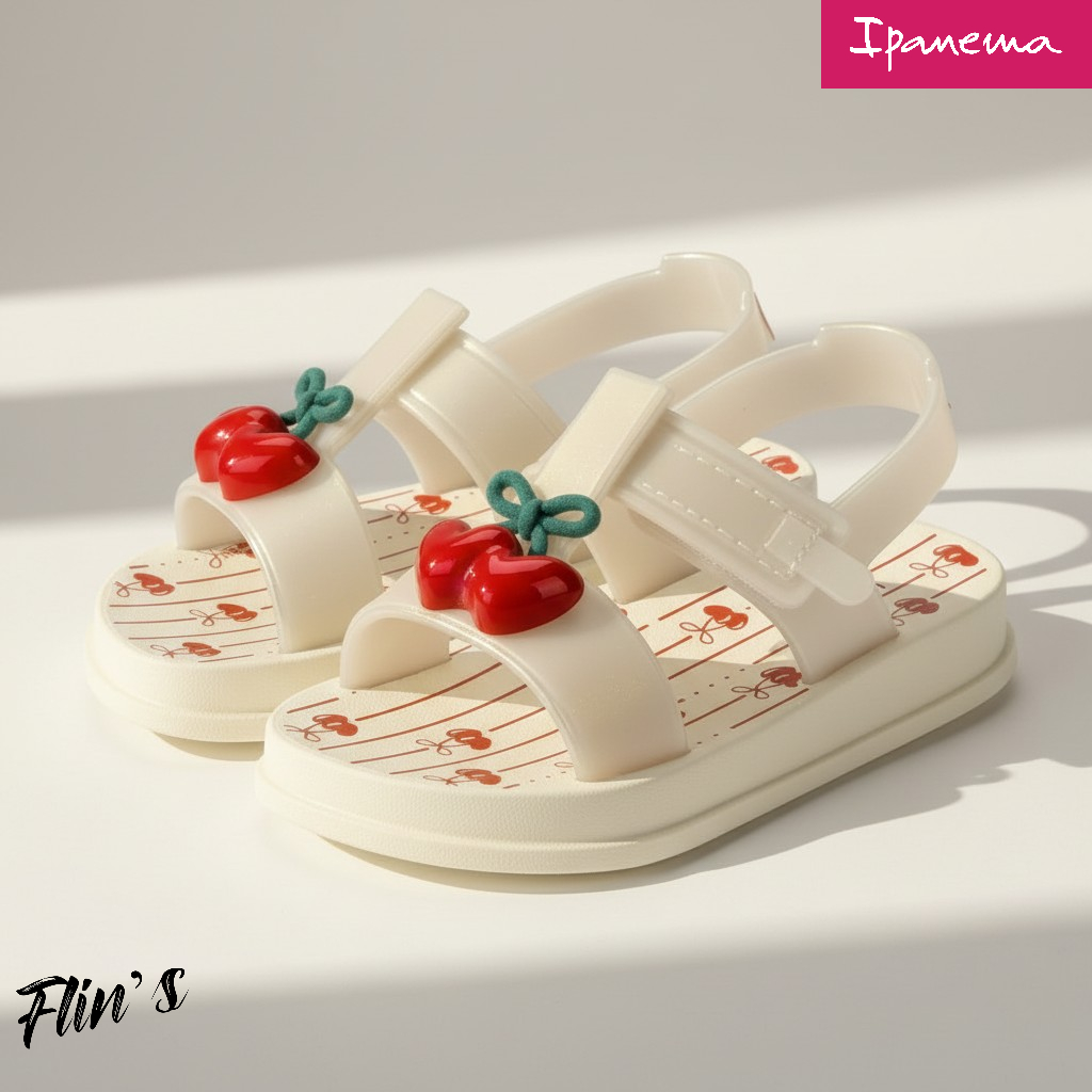 Sandália Infantil Bebê Menina Ipanema Little Joy Cereja 🍒 Infantil Conforto + Segurança Antiderrapante