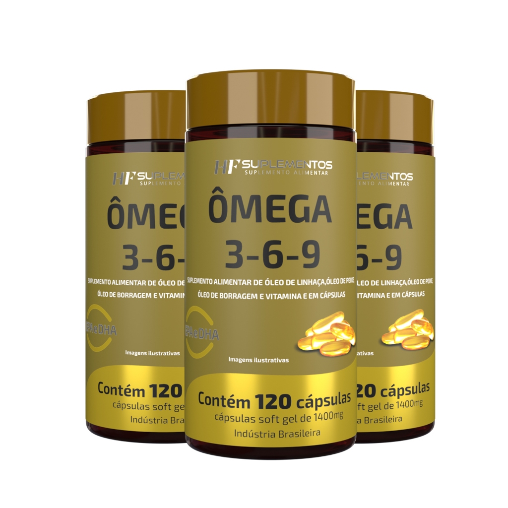 3X OMEGA 3-6-9 DOURADO 120CAPS HF SUPLEMENTOS