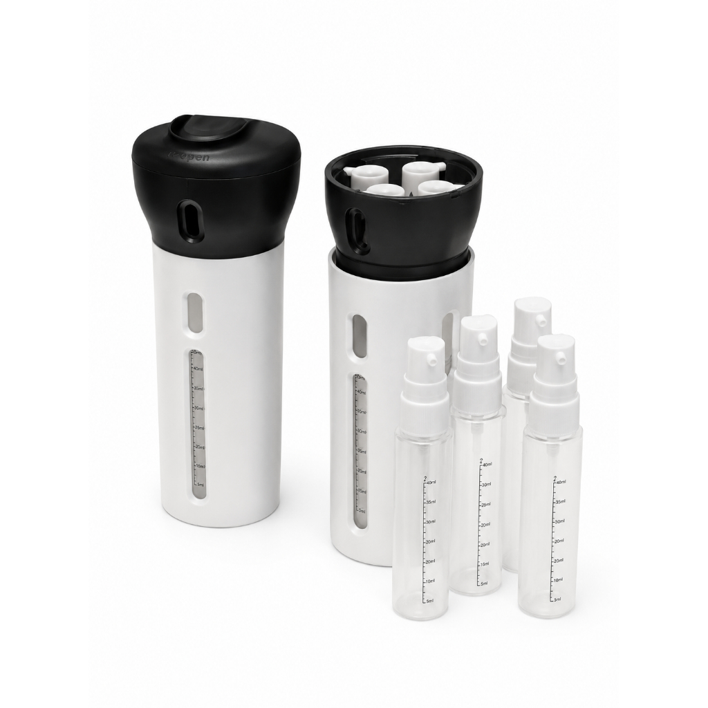 Dispenser Viagem 4 em 1 Rotativo Porta Shampoo Condicionador Sabonete Creme Necessaire - Lyor