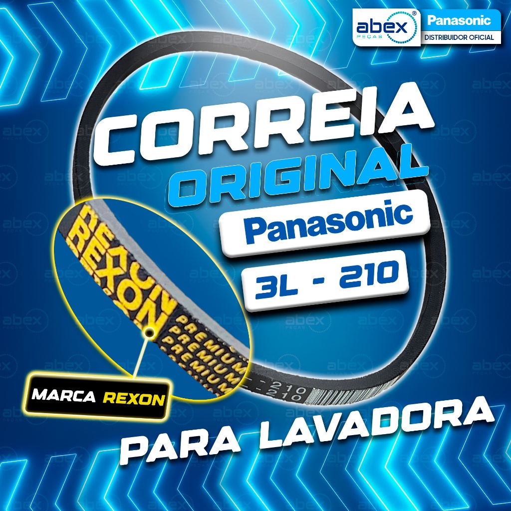 Correia Para Lavadora De Roupas Panasonic 14kg e 16kg F140 F160 3L-210 W0412-R5G00-N Original Preto
