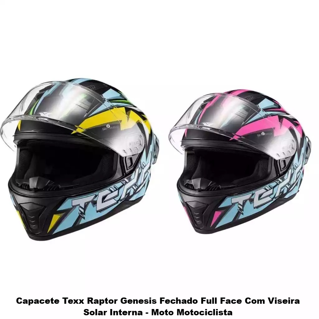 Capacete Texx Raptor Genesis Fechado Full Face Com Viseira Solar Interna - Moto Motociclista