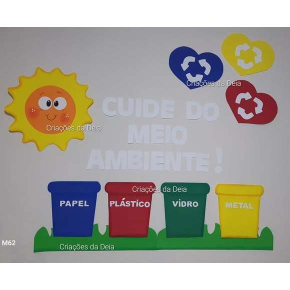 Kit para Mural de Reciclagem e Meio Ambiente Grande em Eva
