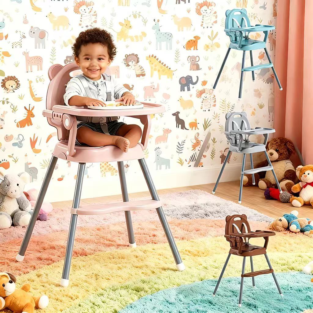 Cadeira de Alimentação para Bebê Cadeirão Alto Ajustável Mesa LEGO Fácil de Limpar e Confortável-P19