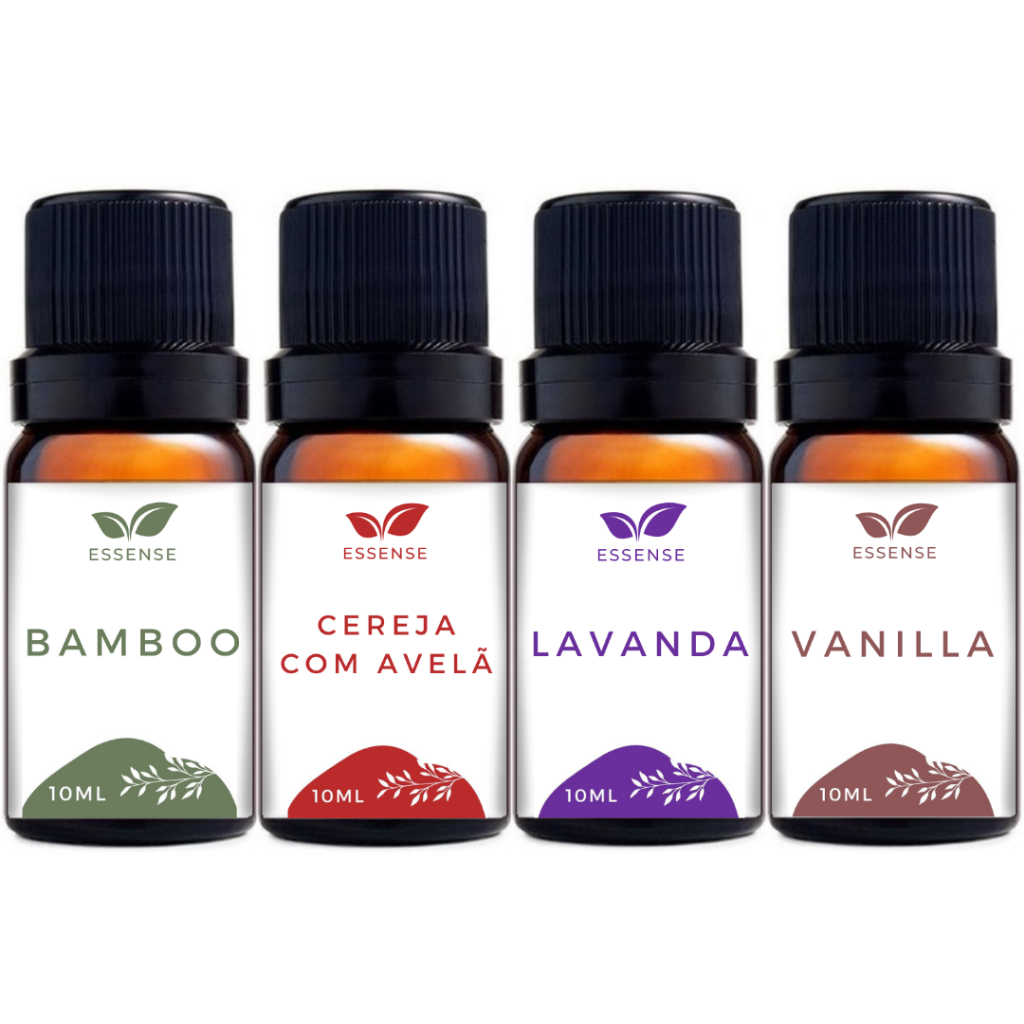 4 Essências Bamboo Lavanda Vanilla Cereja com Avelã Difusor Aromatizador Umidificador Óleo Essencial