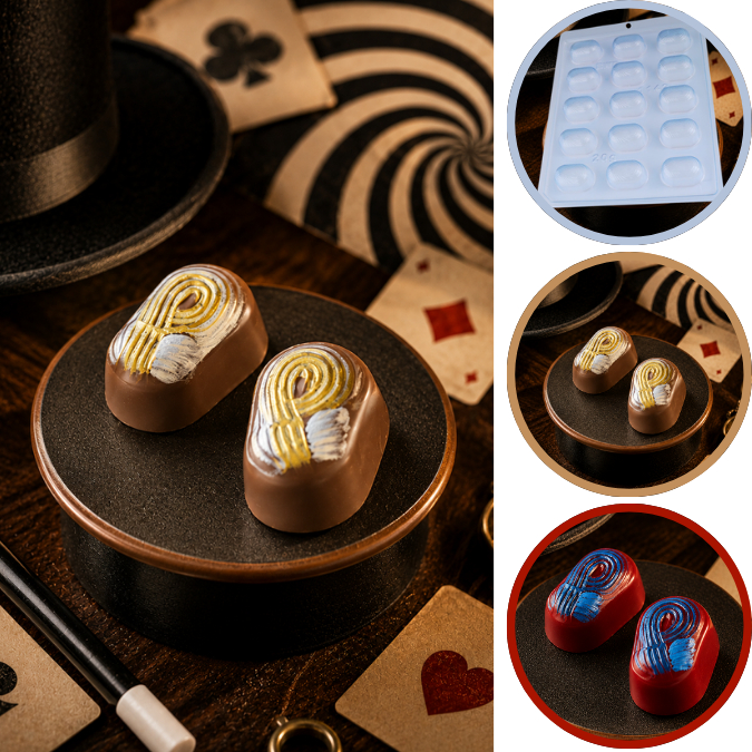 1~10 Forma Simples - Bombom Decorado 1142 - (b8) em Acetato BWB Para Bombom e Confeitaria. (CHOCO)