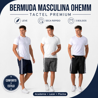 Bermuda Masculina Em Tactel 3 Bolsos Academia Corrida, Lazer