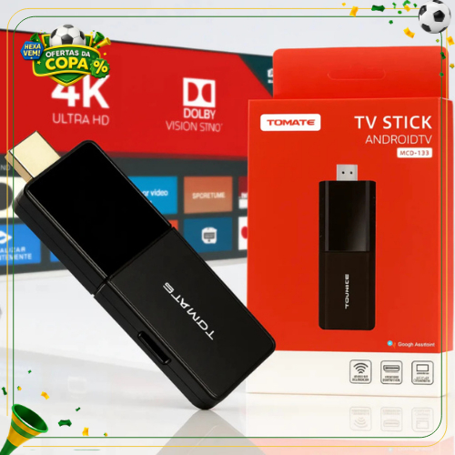 TV Stick 4K Android Tomate Smart TV Box Chromecast WiFi 16GB Google Assistente HDMI Streaming