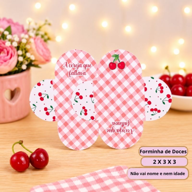 Forminha de Doces Cereja- Cerejinha 1 - Personalizada no Tema - Lembrancinha de Festa - Decoração