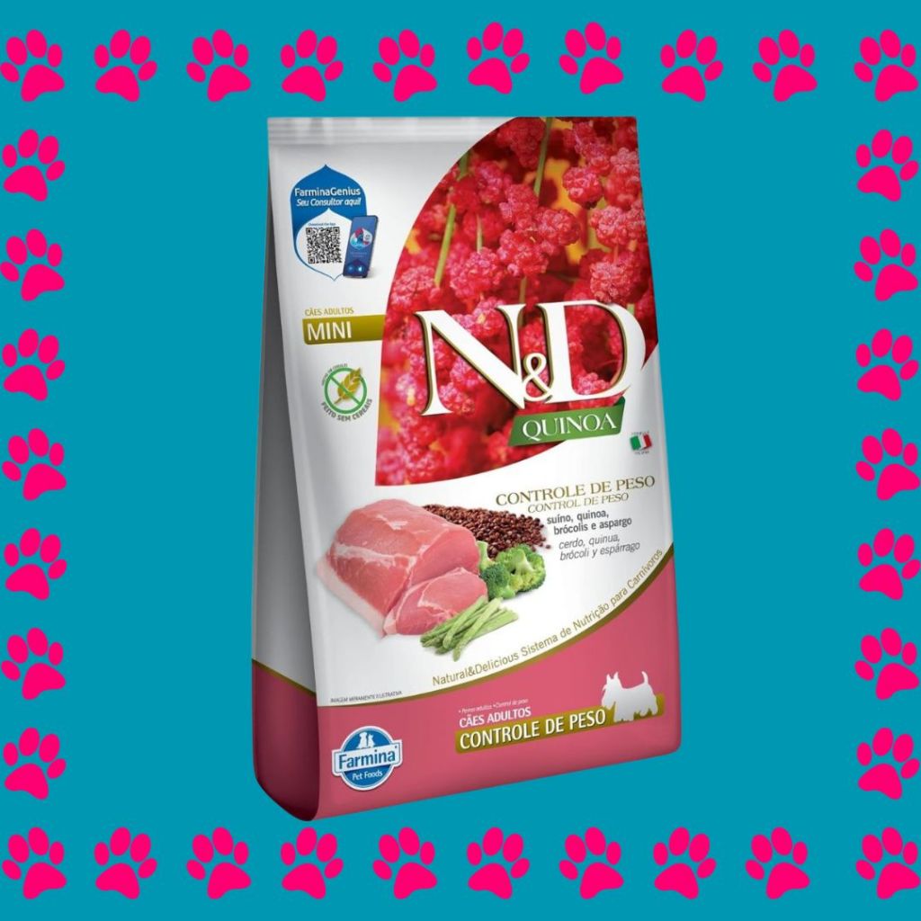 Ração Para Cães Adultos Pequeno Porte Controle de Peso Suíno 2,5kg - N&D Quinoa