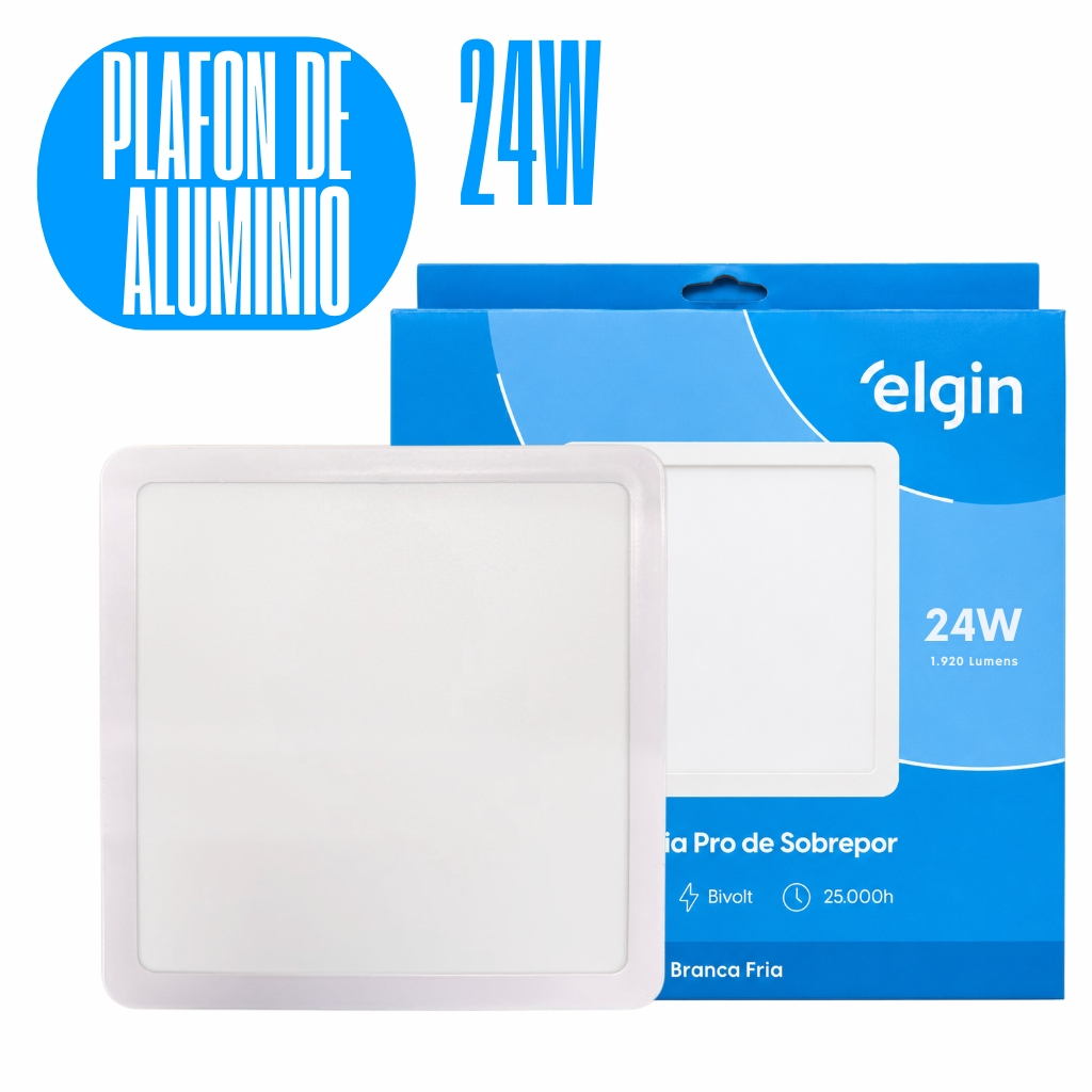 Luminária Painel Plafon Pro ALUMINIO Sobrepor Quadrado Led 24w 28,5x28,5 Bivolt