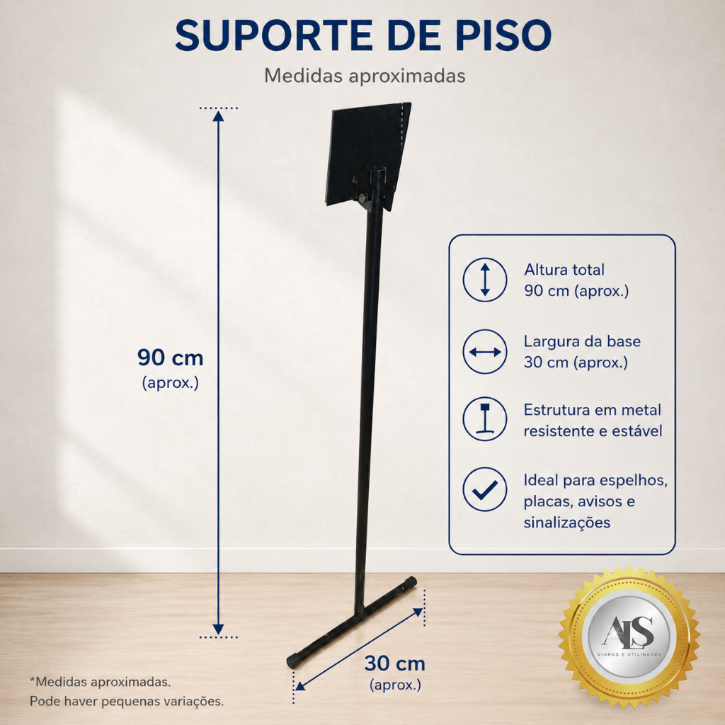 Suporte Para Espelhos de Chão de até 120cm de altura - Decoração Sala Artigo de Casa Utilidade