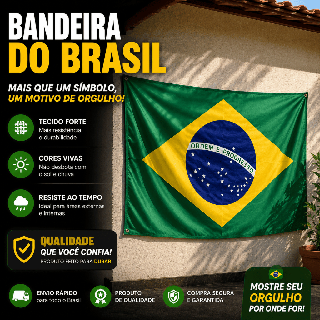 Bandeira do Brasil Gigante 1,50m x 0,90m Torcida Futebol Copa do Mundo Seleção Brasileira 150x90