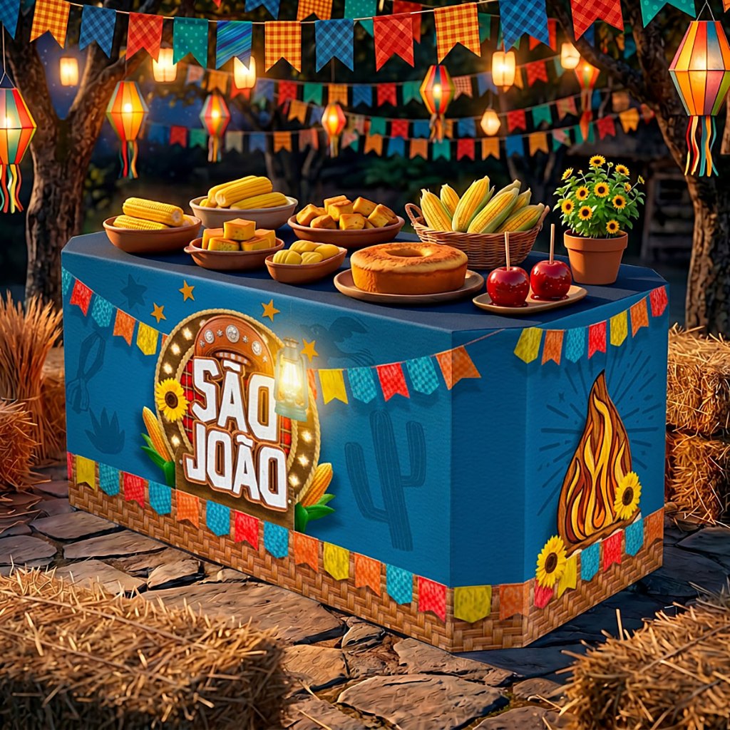 Toalha Capa De Mesa Sublimada Para Festa Junina Decoração de Festa Arraiá Tecido Veste Fácil – MSA-143