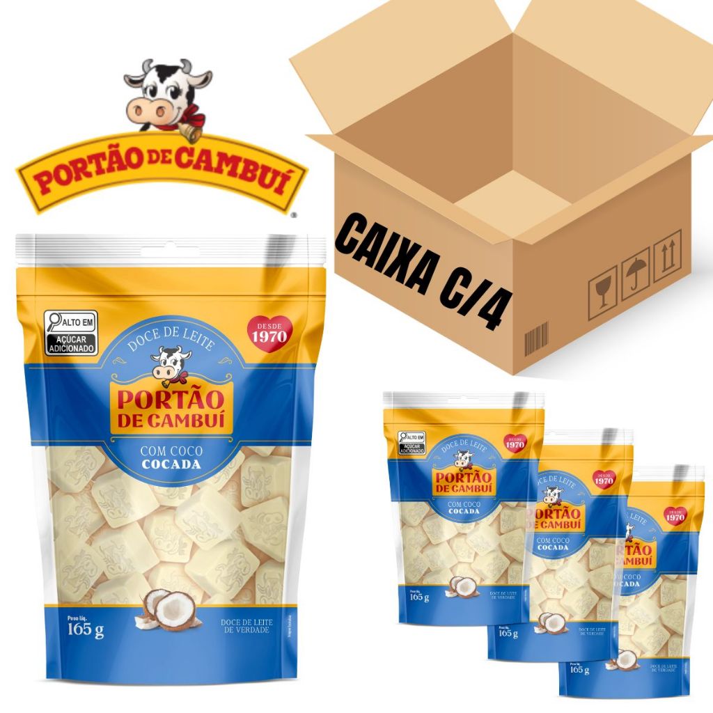 Portão De Cambuí Kit C/4 Cocada Ao Leite Em Cubos 165g