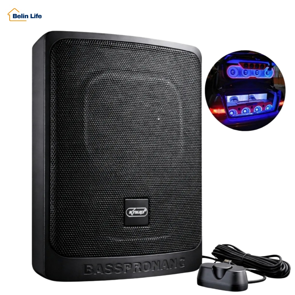 Caixa Amplificada Slim Subwoofer Ativo Knup 120W RMS Som Automotivo Knup KP-SC508