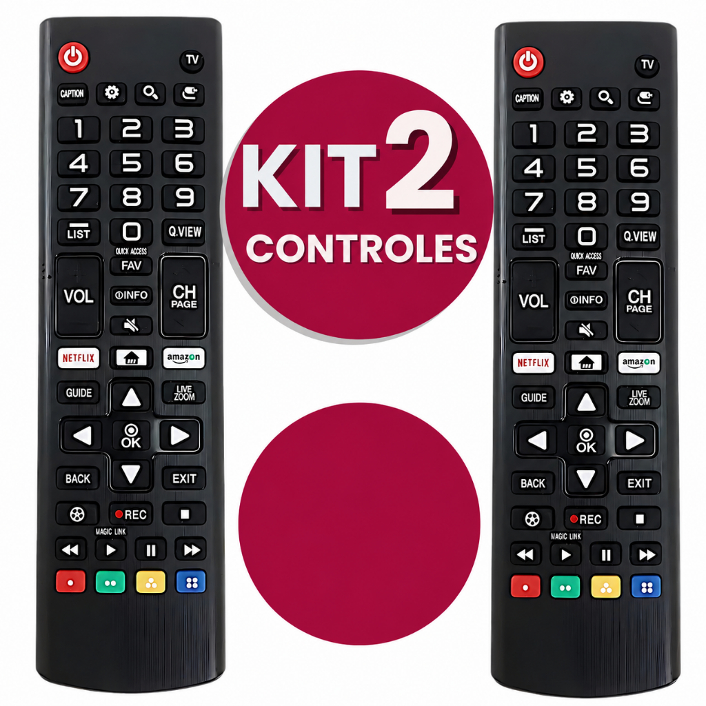 KIT 02 Controle Genérico Para TV LG Compatível Com Smart 4K LED LCD 24 32 40 43 50 55 65 Polegadas SKY
