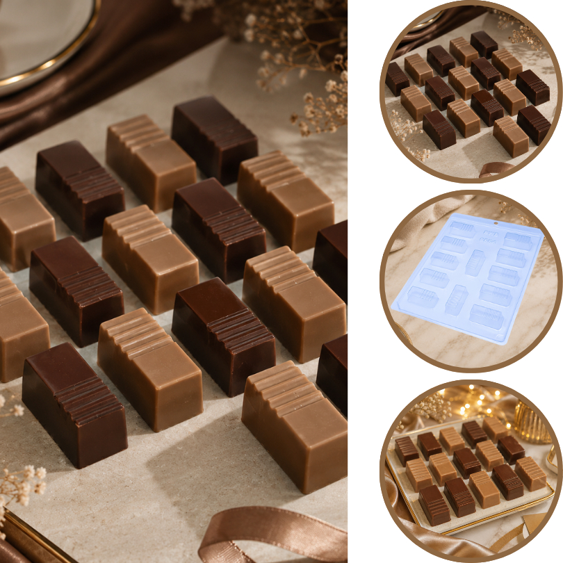 Forma Simples Bombom Detalhado 8 9554 -(A3) em Acetato BWB Para Doces de Chocolate e Confeitaria. (CHOCO)
