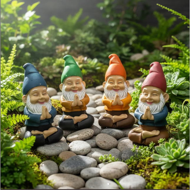 Mini Duende Gnomo 10cm Yoga em Resina Decoração Casa Decorativos para Jardim Enfeite Rústico e Divertido