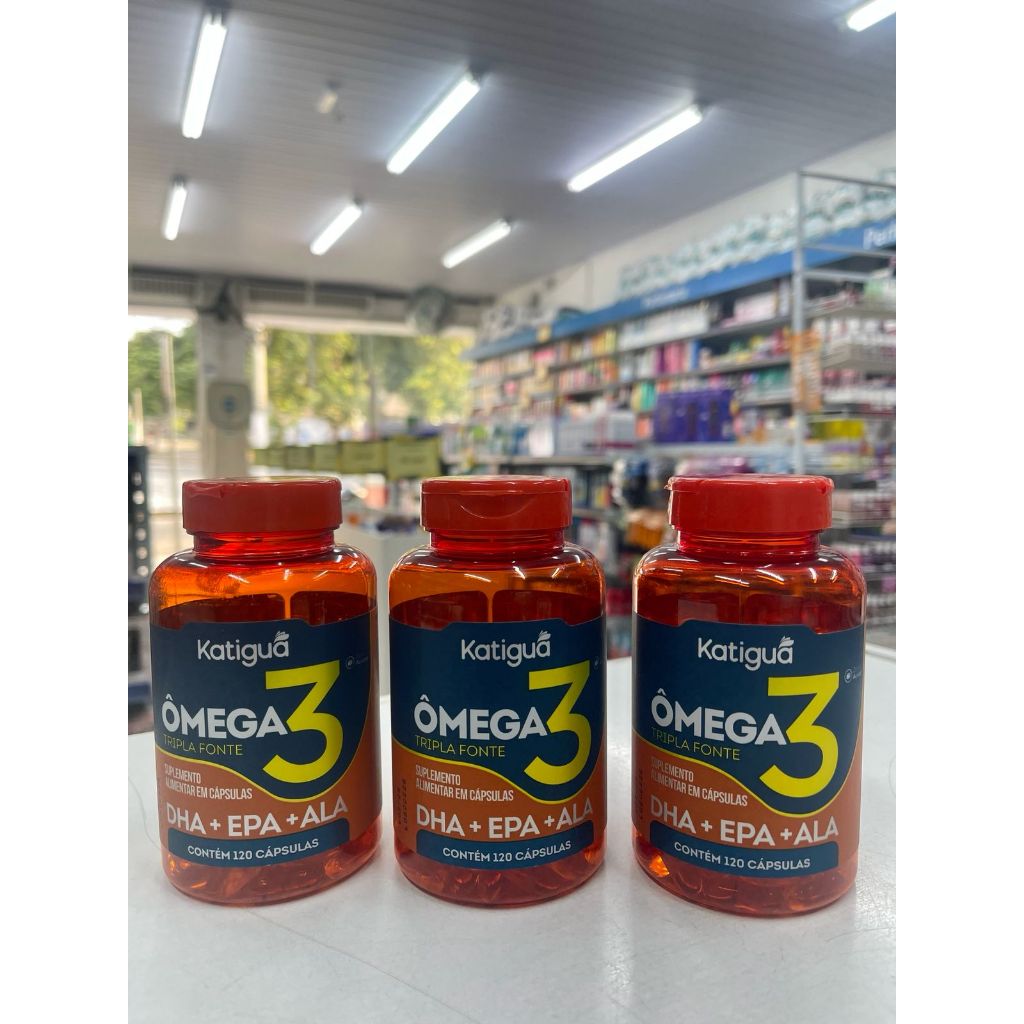 Kit  2 e 3 Ômega 3 Katiguá 120 Cápsulas EPA DHA ALA Óleo de Peixe Original Suplemento para Coração Cérebro e Articulaço