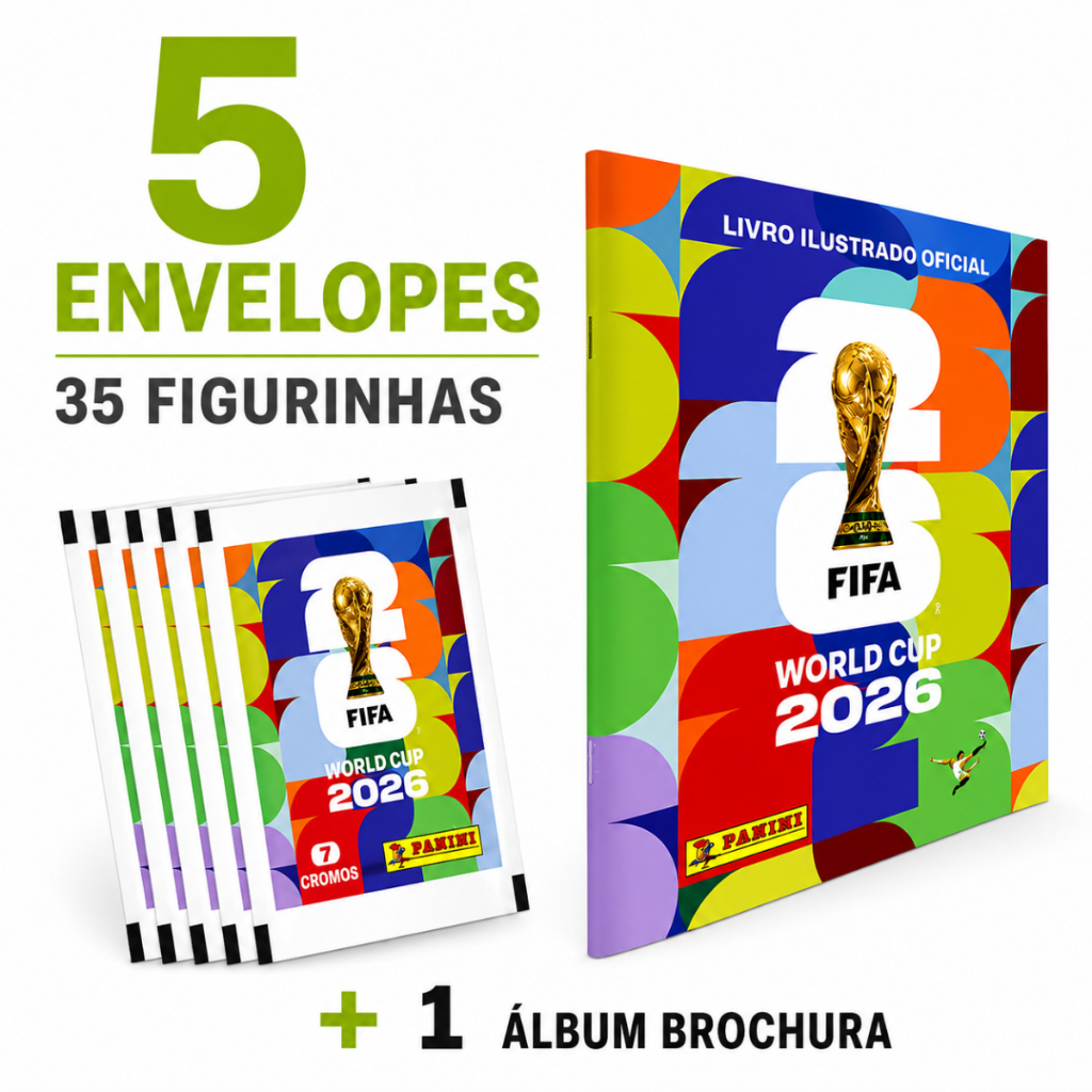 Kit Inicial Álbum Copa do Mundo 2026 + 5 Envelopes Panini