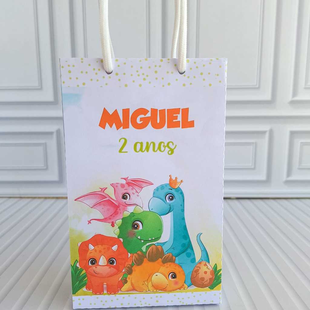 Sacolinha DINOSSAURO BABY Pegue e Monte - Lembrancinha - personalizados - aniversário - caixinhas