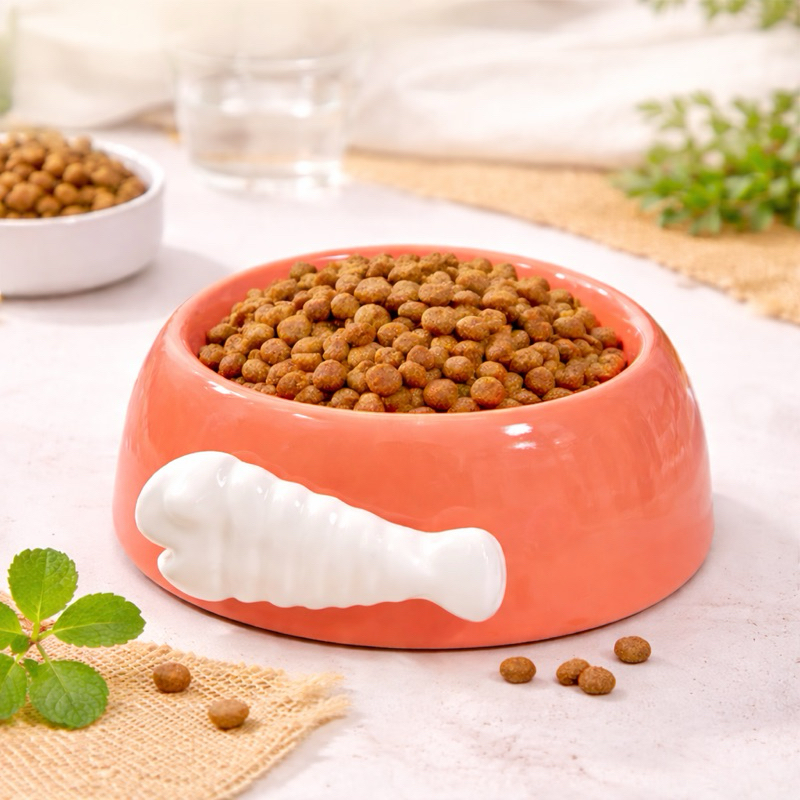 Comedouro Pet Cerâmica 200ml para Gatos e Cachorros Tigela Premium Antiformiga Bowl para Ração e Água Luxo Peixinho