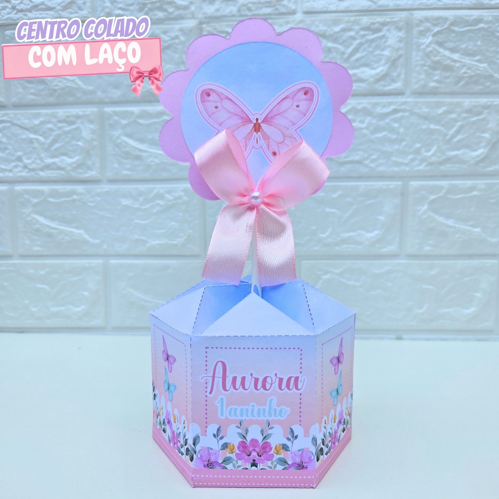 Centro de Mesa Borboleta Rosa 1| Personalizados Jardim das Borboletas | Lembrancinha | Aniversário