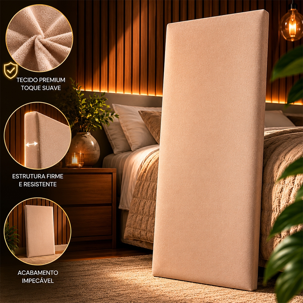 Cabeceiras de Cama Autocolante Cabeceira de Cama para Casal 60x20cm Estofada Adesiva Modulada