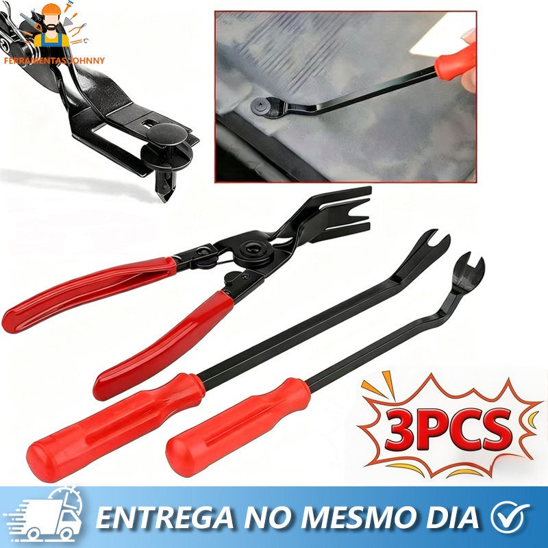Kit 3 Ferramentas Alicate removedor Travas Fixadoras, grampos, forração, clips, forro de Teto e portas, assoalho Carro