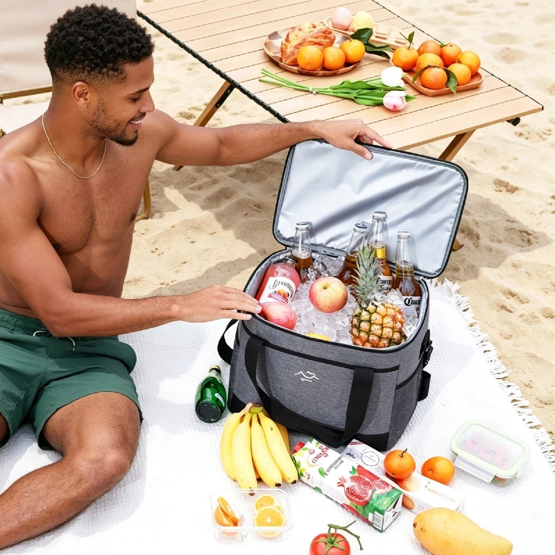 Cesta Térmica 30L Premium para Piquenique Praia e Camping Bolsa Oxford 600D Resistente à Água com Alça de Mão e Ombro