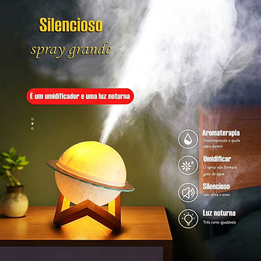 Umidificador Com Lâmpadas De Projeção Hidrata A Pele USB Casa Difusor Aromatizador LED Luz Noturna