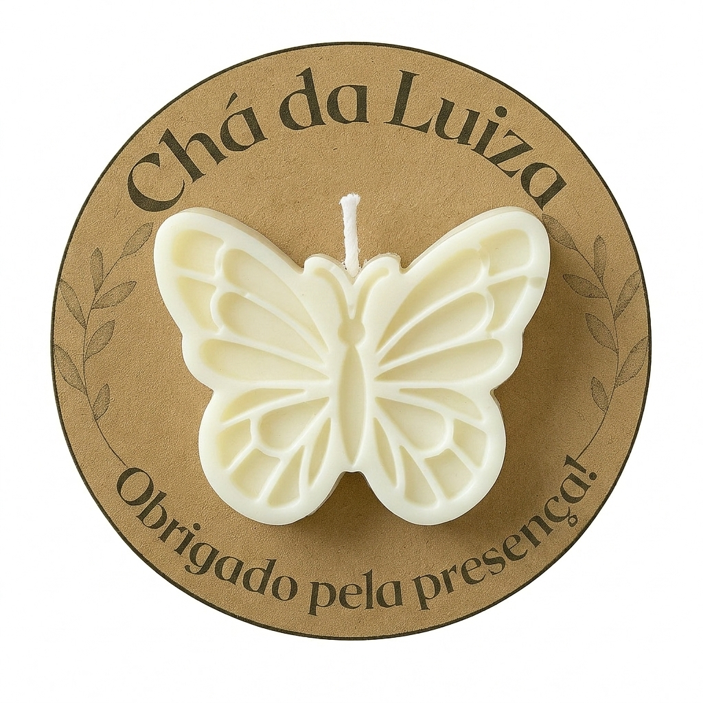 Kit Vela Borboleta Aromática cartão personalizado | lembrancinha maternidade, casamento, batizado, aniversário