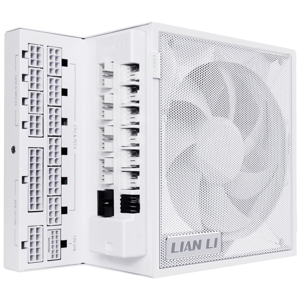 Fonte Lian Li Edge Gold 1000W 80 Plus Gold Branco Full Modular 12VHPWR Cybenetics Gold com hub USB EG1000G WHITE BR