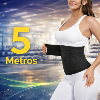 Cinta Faixa Redutor De Medidas E Pós Parto 3 e 5 Metros Ajustável Modeladora Corporal Preta