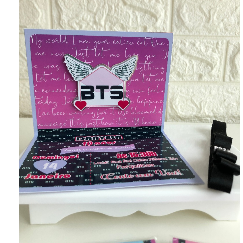Convites para aniversario Tema BTS - lembrancinhas de aniversario -papelaria personalizada - festas