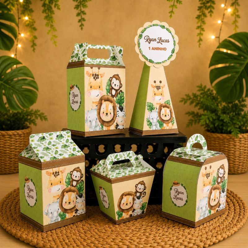 Kit Caixinhas Safari / Safari Personalizada /Lembrancinha de Festa/  PEGUE E MONTE
