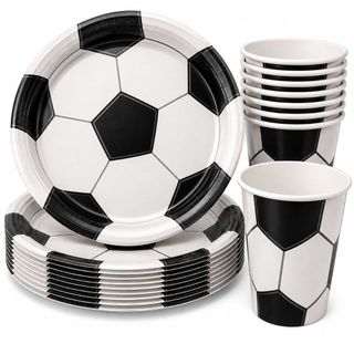 KIT 20 Convidados Pratos Copos De Bola De Futebol Papel Festa Seleção Copa do Mundo Brasil