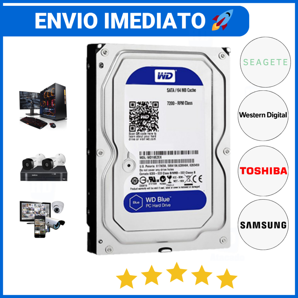 HD 500GB SATA 3.5” Interno para PC Desktop, DVR e CFTV | Envio Rápido + Garantia