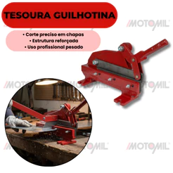 Tesoura Guilhotina Manual para Chapa Profissional Corte Preciso Aço 1/8 Pol Reforçada Industrial Motomil