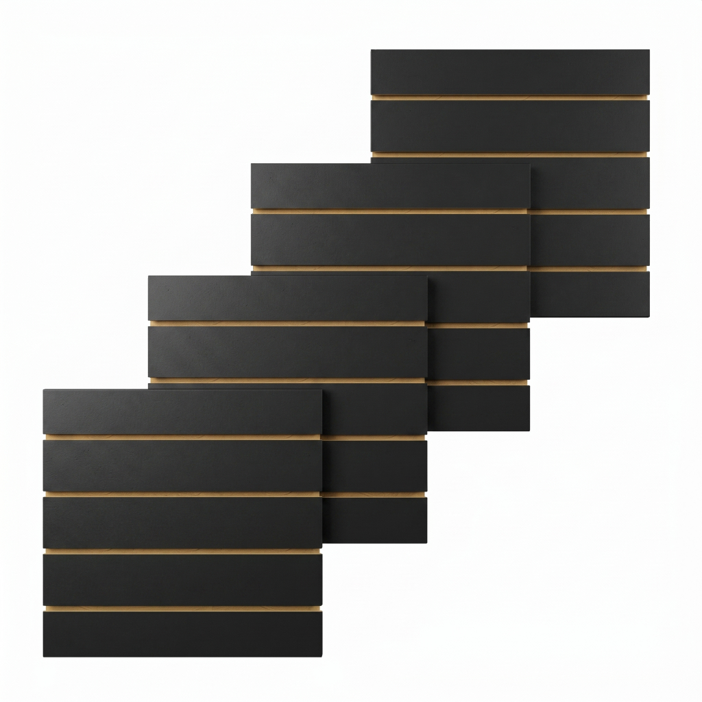 Kit 4 Painel Canaletados para parede em MDF 60x60 Preto painel expositor